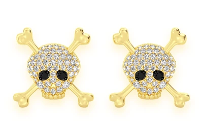 Skull & Crossbones Stud Earrings 14k   0.50ctw