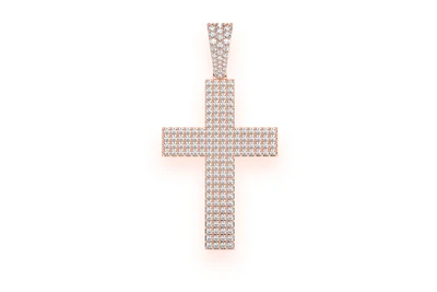 Four Row Cross Pendant 14k   