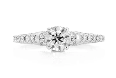 1.10ctw - Round Channel Shoulders - Diamond Engagement Ring - All Natural