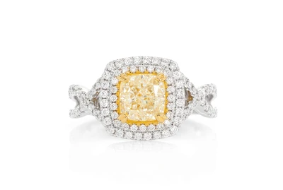 2.00ctw Yellow Diamond Double Halo - Diamond Engagement Ring - All Natural