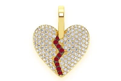 Heartbreaker Broken Heart Diamond Pendant 14k Solid Gold 0.70ctw
