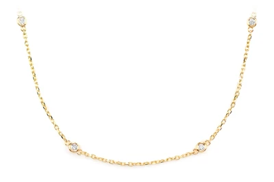 Ten Stone Station Bezel Diamond Necklace 14k Solid Gold 0.30ctw
