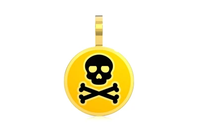 Skull & Crossbones Enamel Pendant 14k Solid Gold