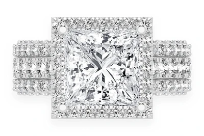Tripp - 3.00ct Princess Solitaire - Three Row - Diamond Engagement Ring - All Natural Vs Diamonds