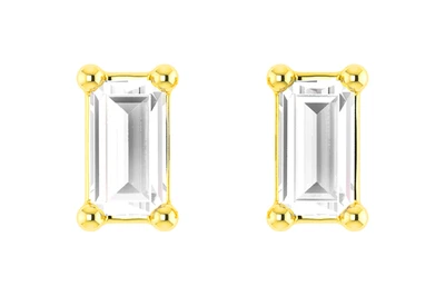 Baguette Diamond Solitaire Stud Earrings 14k Solid Gold 0.20ctw