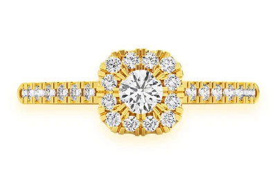 0.50ctw - Single Band Double Layer Square - Diamond Engagement Ring - All Natural