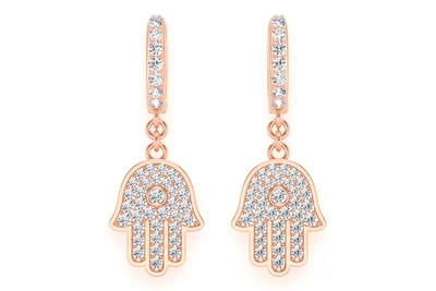 Dangling Hamsa Huggie Earrings 14k   0.50ctw
