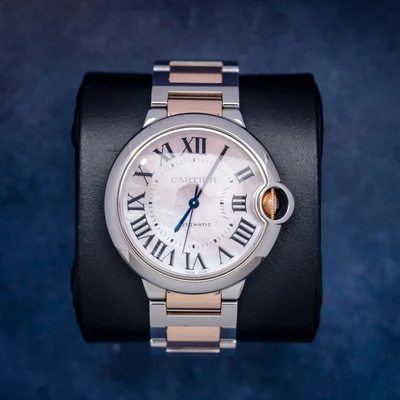 Cartier Ballon Bleu 36MM - Steel & Rose Gold - Automatic Pink Mop - Watch & Box