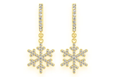 Snowflake Dangling Hoop Diamond Earrings 14k Solid Gold 0.50ctw