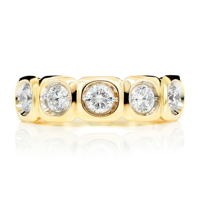 5 Stone Square Bezel Ring 14k   