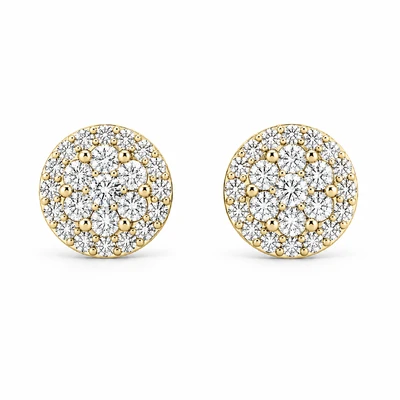 Halo Flower Stud Earrings 14k   2.00ctw