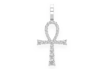 Ankh Graduated Diamond Pendant 14k Solid Gold 0.25ctw