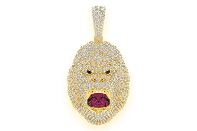 Gorilla Diamond Pendant 14k Solid Gold 4.50ctw