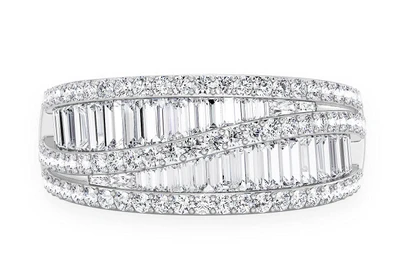 Split Baguette Diamond Ring 14k Solid Gold 1.60ctw