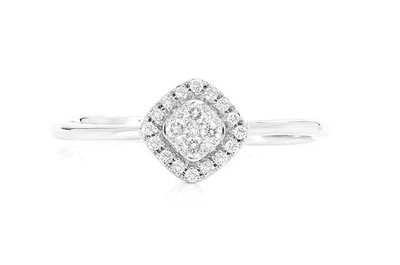 Rhombus Halo Diamond Ring 14k Solid Gold 0.15ctw