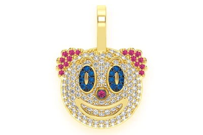 Clown Face Emoji Pendant 14k   