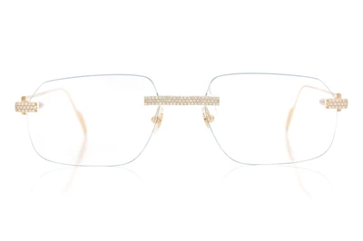 Cartier Glasses Iced Out Diamond Rimless - 1.15ctw - Yellow Gold