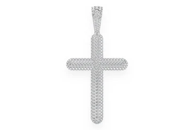 Bubbly Cross Diamond Pendant 14k Solid Gold 8.50ctw