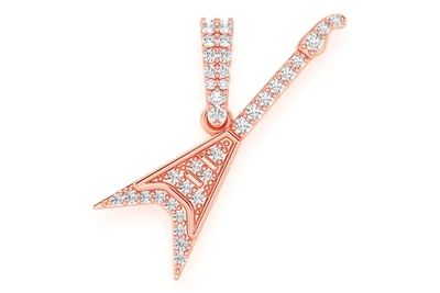 Flying V Guitar Pendant 14k   