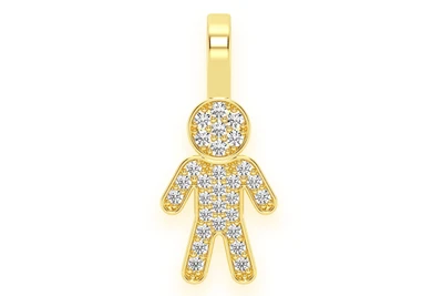 Boy Diamond Pendant 14k Solid Gold 0.10ctw