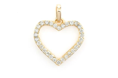 Open Heart Diamond Pendant 14k Solid Gold 0.10ctw