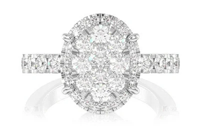 Oval Cluster Halo Ring 14k   