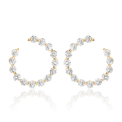 Diamond Circle Stud Earrings 14k Solid Gold 1.80ctw 