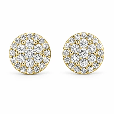 Halo Flower Stud Earrings 14k   3.00ctw