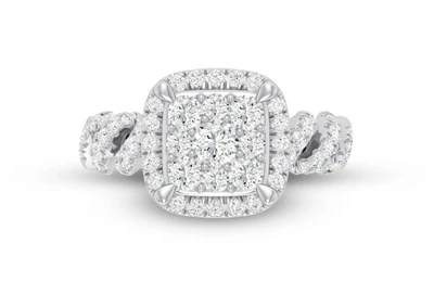 1.50ctw - Square Cluster Halo - Diamond Engagement Ring - All Natural