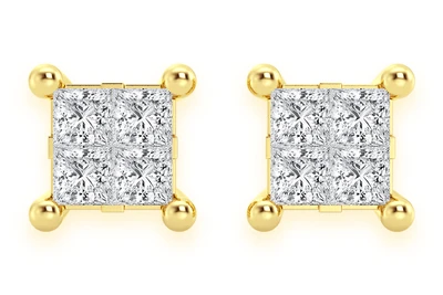 0.25ctw Quad Stud Diamond Earrings 14k Solid Gold 