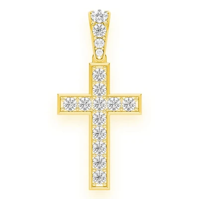 Miracle Set Cross Diamond Pendant 14k Solid Gold 0.25ctw