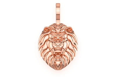 Plain Stripped Lion Pendant 14k   