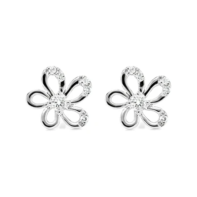 Irregular Flower Diamond Stud Earrings 14k Solid Gold 0.14ctw