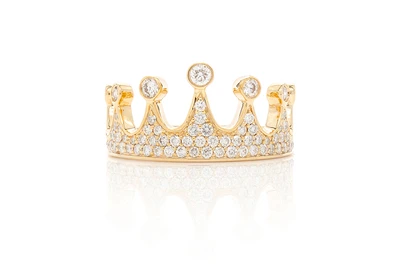 Crown Diamond Ring 14k Solid Gold 0.70ctw