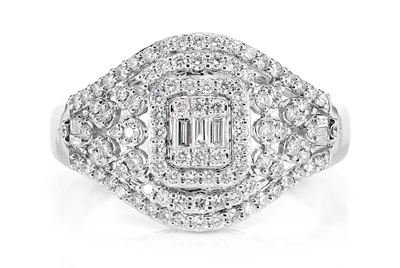 Vintage Inspired Baguette Square Halo - Diamond Engagement Ring - All Natural - 0.75ctw 