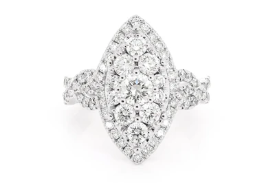 Marquise Mosaic Diamond Ring 14k Solid Gold 2.00ctw