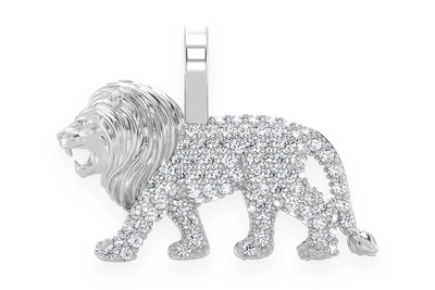 Walking Lion Diamond Pendant 14k Solid Gold 0.30ctw