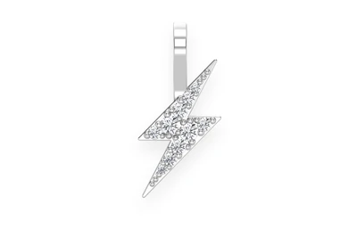 Lightning Bolt Diamond Pendant 14k Solid Gold 0.15ctw