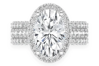Tripp - 3.00ct Oval Solitaire - Three Row - Diamond Engagement Ring - All Natural Vs Diamonds