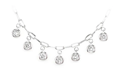 Bezel Set Diamond Dangle Necklace 14k Solid Gold 0.50ctw 