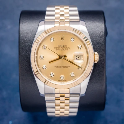 Rolex Datejust 36MM (116233) Steel & Yellow Gold - Jubilee Brac - Champagne Diamond Dial - Watch Only