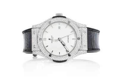 Hublot Classic Fusion Steel - 7.25ctw Fully Iced Out