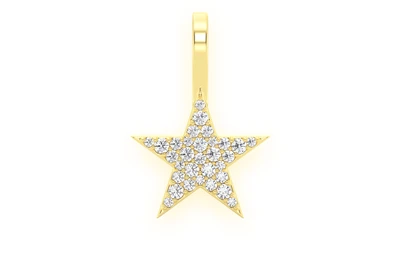 Five Point Star Diamond Pendant 14k Solid Gold 0.20ctw