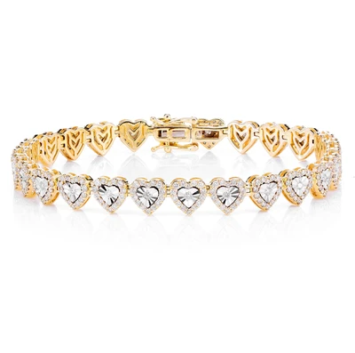 Miracle Set Heart Link Diamond Bracelet Solid Gold 2.75ctw