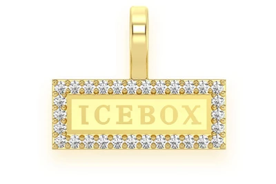Icebox Logo Diamond Pendant 14k Solid Gold 0.10ctw