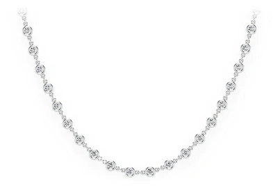 Eternity Round Bezel Set Diamond Necklace 14k Solid Gold 3.75ctw