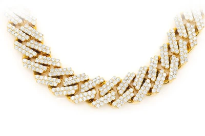 16MM Raised Cuban Diamond Necklace 14k Solid Gold 33.00ctw