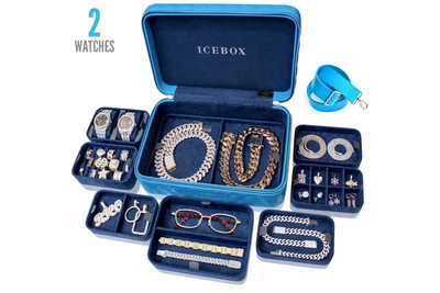 Icebox Leather World Traveler Jewelry Case - 2 Watches