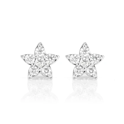 Diamond Petal Flower Stud Earrings 14k Solid Gold 0.50ctw