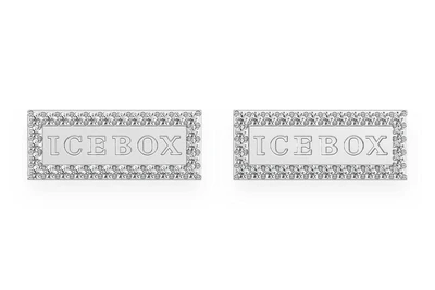 Icebox Bar Logo Stud Diamond Earrings 14k Solid Gold 0.20ctw